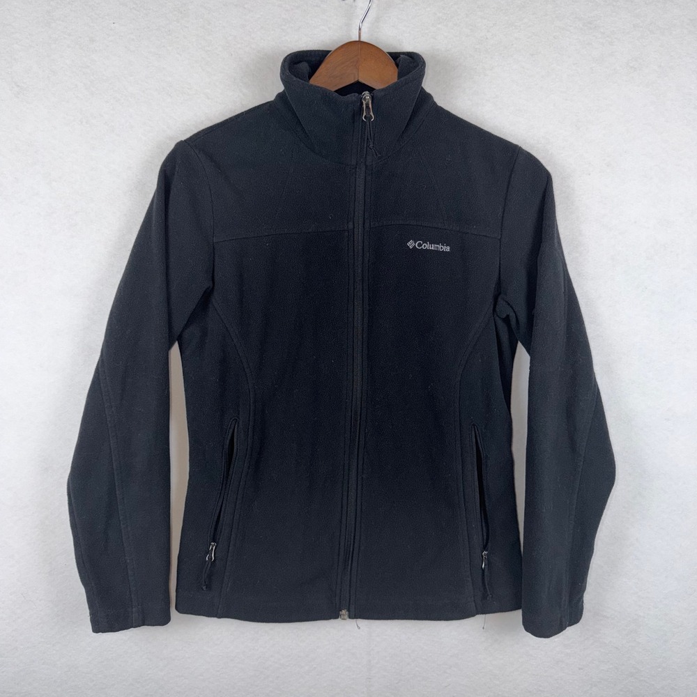 Columbia Fast Trek II Fleece Jacket Women Small Black Full Zip Soft Gorpcore